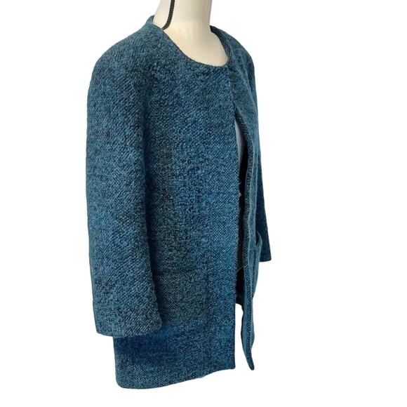 Zanella Samantha Italian Alpaca Wool Blend Teal Blue Jacket NWOT Women Size 14 - Picture 4 of 10